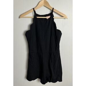 Love…Ady Black Romper Scallop Hem Halter Neck Sleeveless Cocktail Size Medium Wm